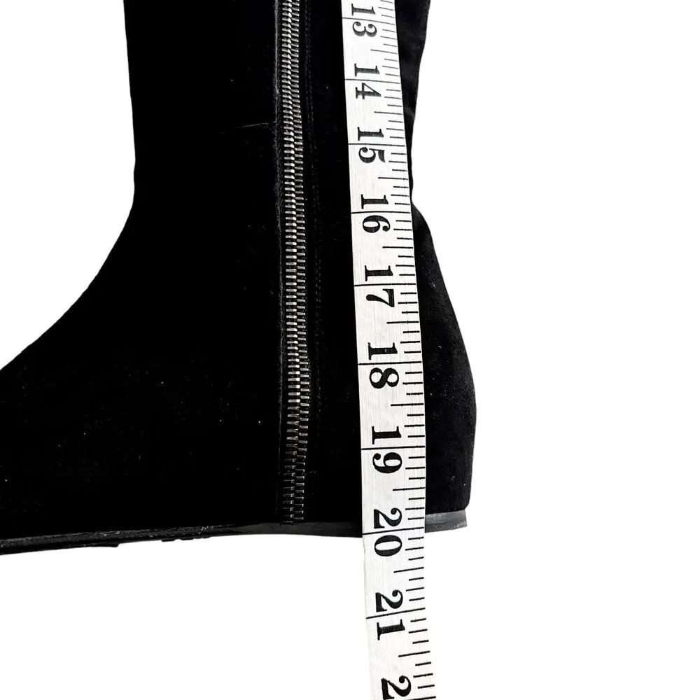Stuart Weitzman Black Suede Hidden Wedge Below Knee Tall Boots Size 5.5M - Image 12