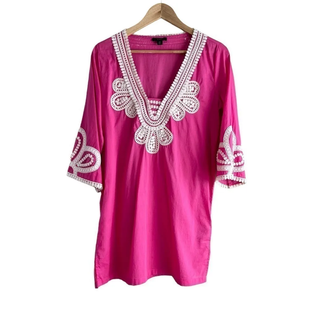 J.Crew Corded Trim Short Tunic Beach Coverup in Neon‎ Flamingo Pink, XS Pink - Image 2