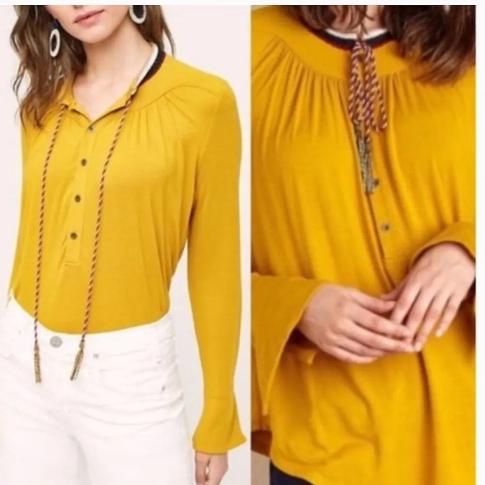 Anthropologie Akemi and kin blouse mustard yellow - Image 9