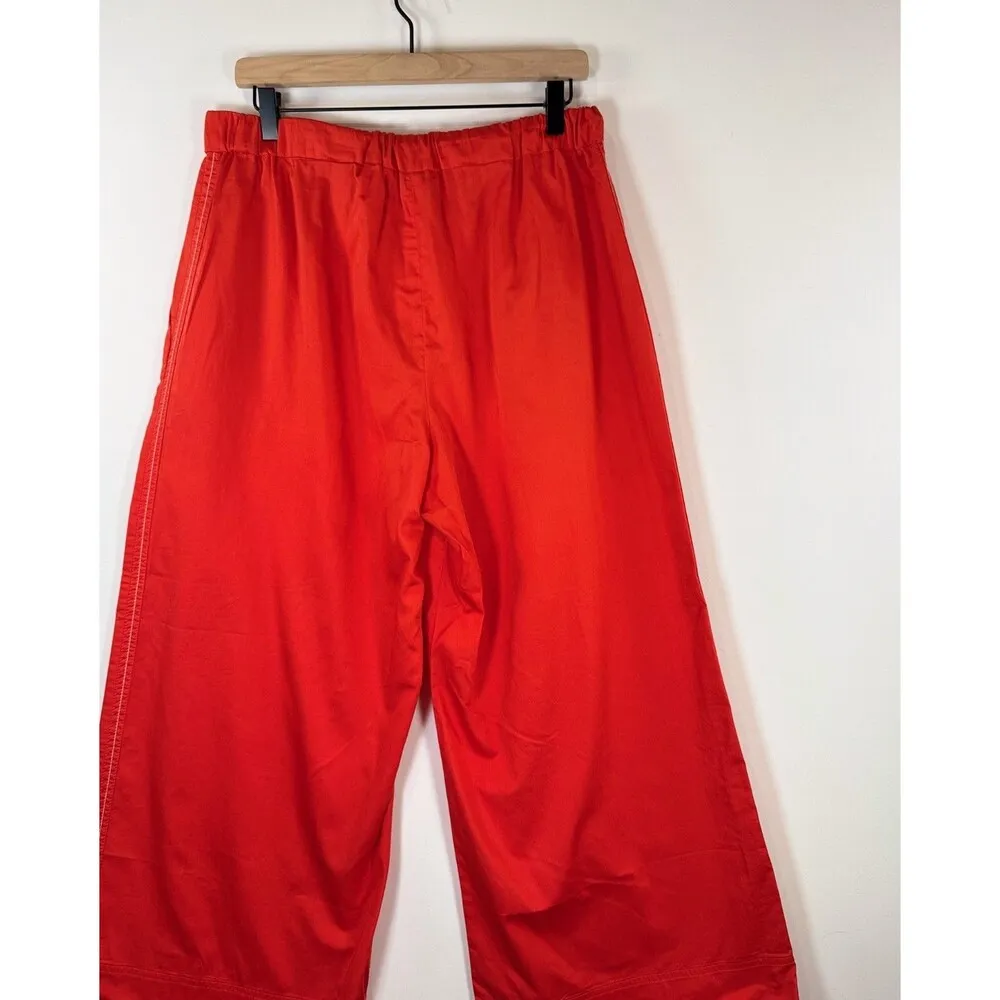Max Mara Womens Red Leisure Cannone Trouser Cropped Hi Rise Wide Leg Medium - Image 11