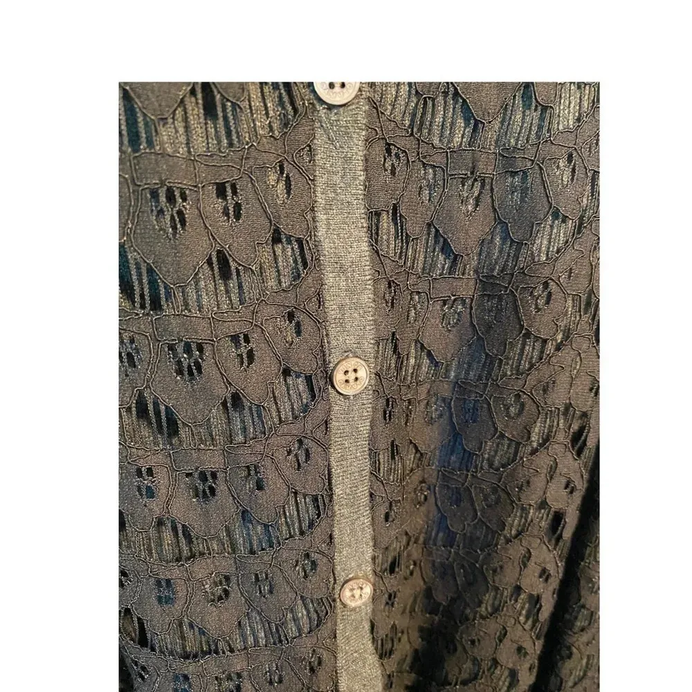 Vince Camuto gray & black lace cardigan coquette girl , dark academia , classic - Image 9