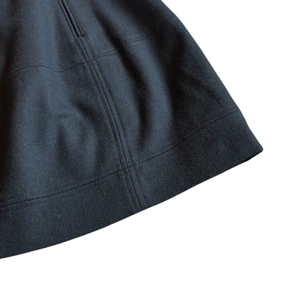 Theory Black A-Line Wool Blend Skirt Mini Length Stitching Size 0 Women's - Image 3