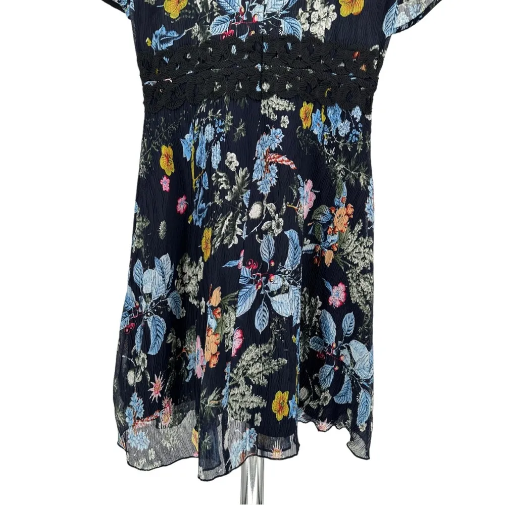 Foxiedox Juniper Floral High Neck Mini Dress size XS Lace Inset - Image 9