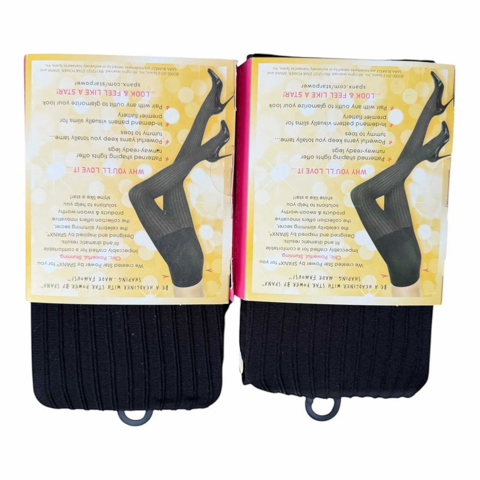 2 Pair Spanx Star Power Center-Stage Ribbed Row Shaping Tights Black Size C - Image 3