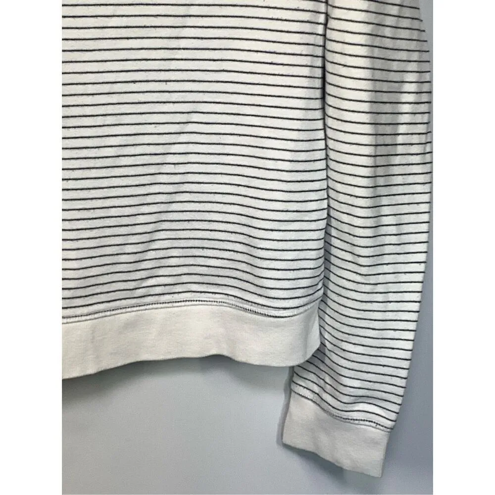 -2. TOPSHOP Women's Long Sleeve Striped Zip-Up Hoodie White Black Size Medium - Image 3