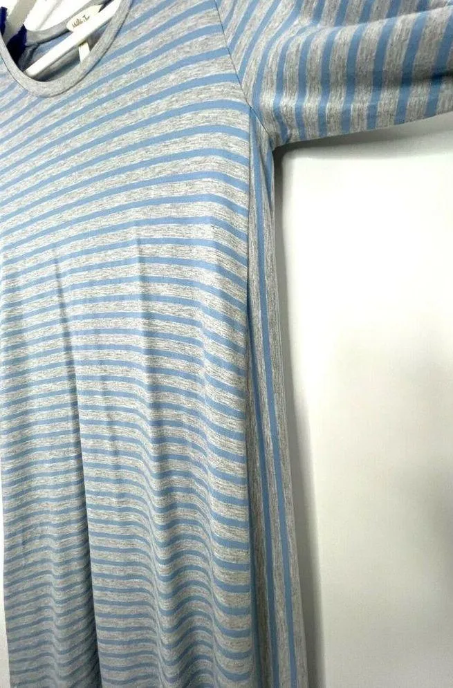 MATILDA JANE Blue Gray Her Majesty Striped Dress Womens Large Handkerchief Hem - Image 7