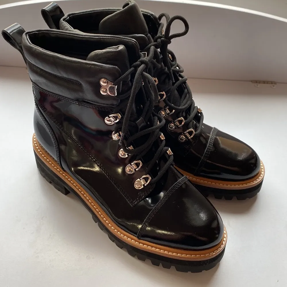 Marc Fisher Patent Leather Inka Hiking Boots Combat Boots Size 7 New Without Tag - Image 5