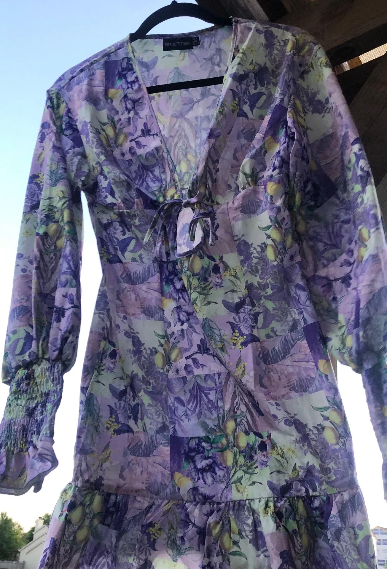 ‘Floral Tie Front Detail Frill Hem Shift Dress’ - Image 3