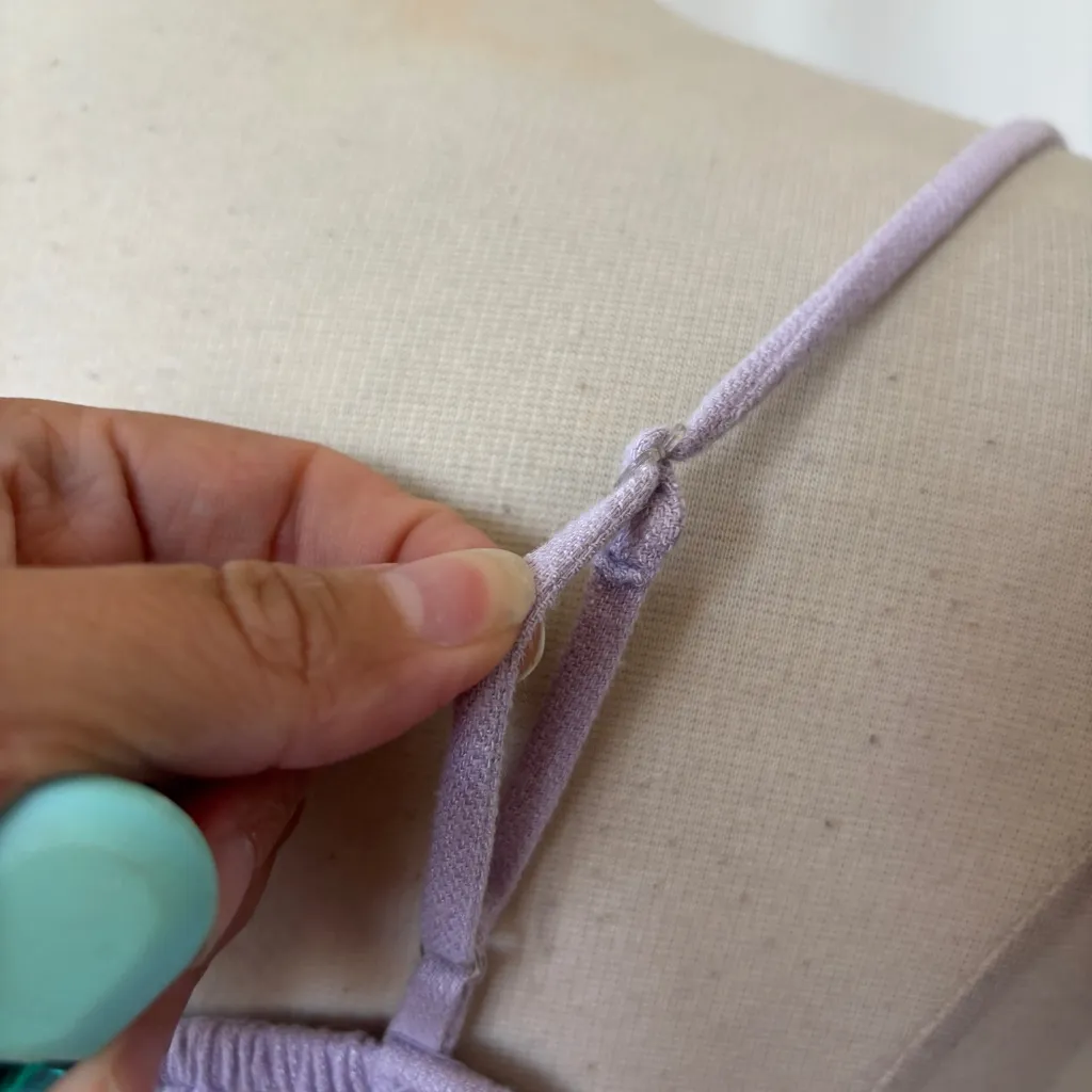 Solid Pastel Purple Tie-Front Sleeveless Smocked Crop Top - Image 4