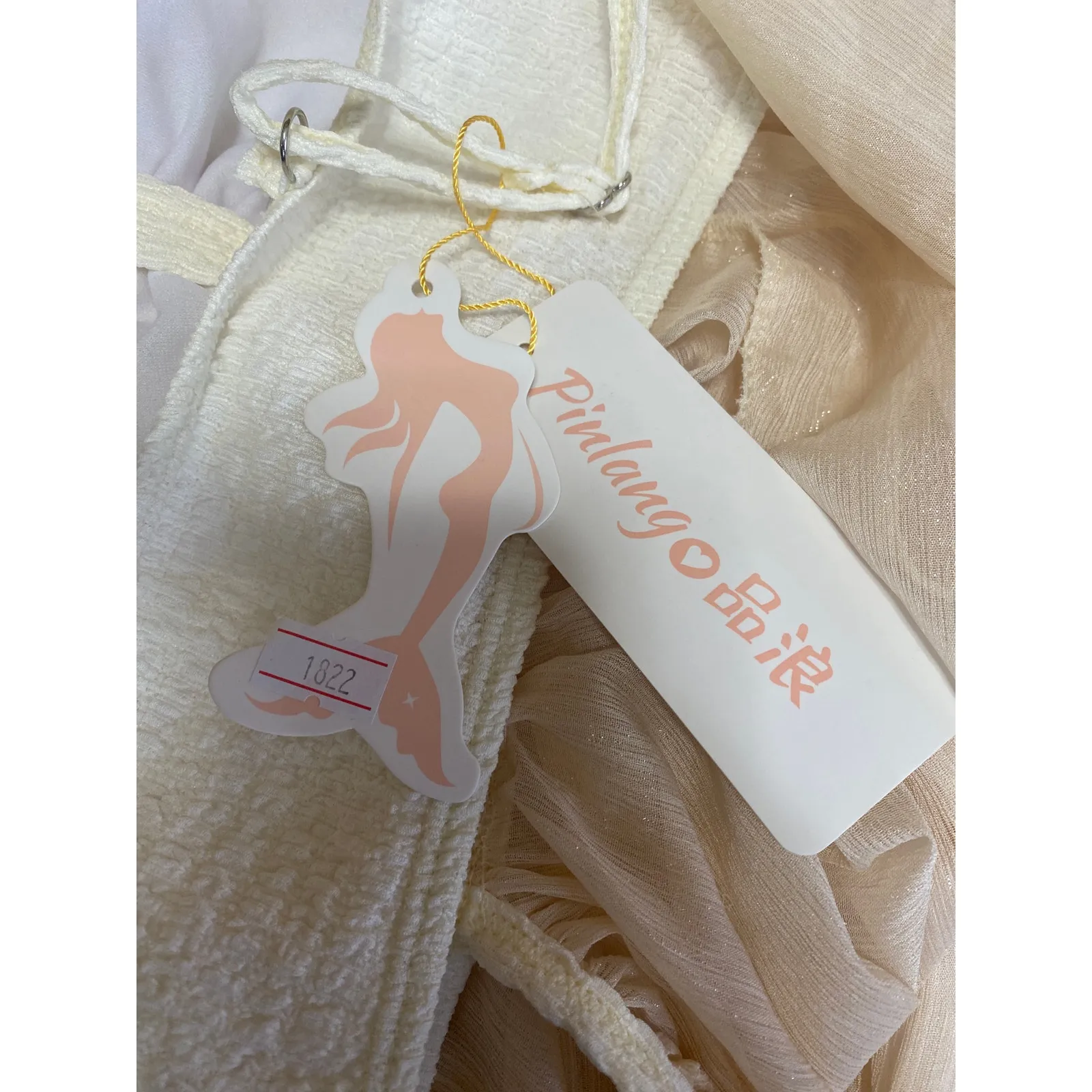 NEW Pinlang Cream Layered Sleeveless Halter Beach Swim Cover Up Dress Size S - Image 3