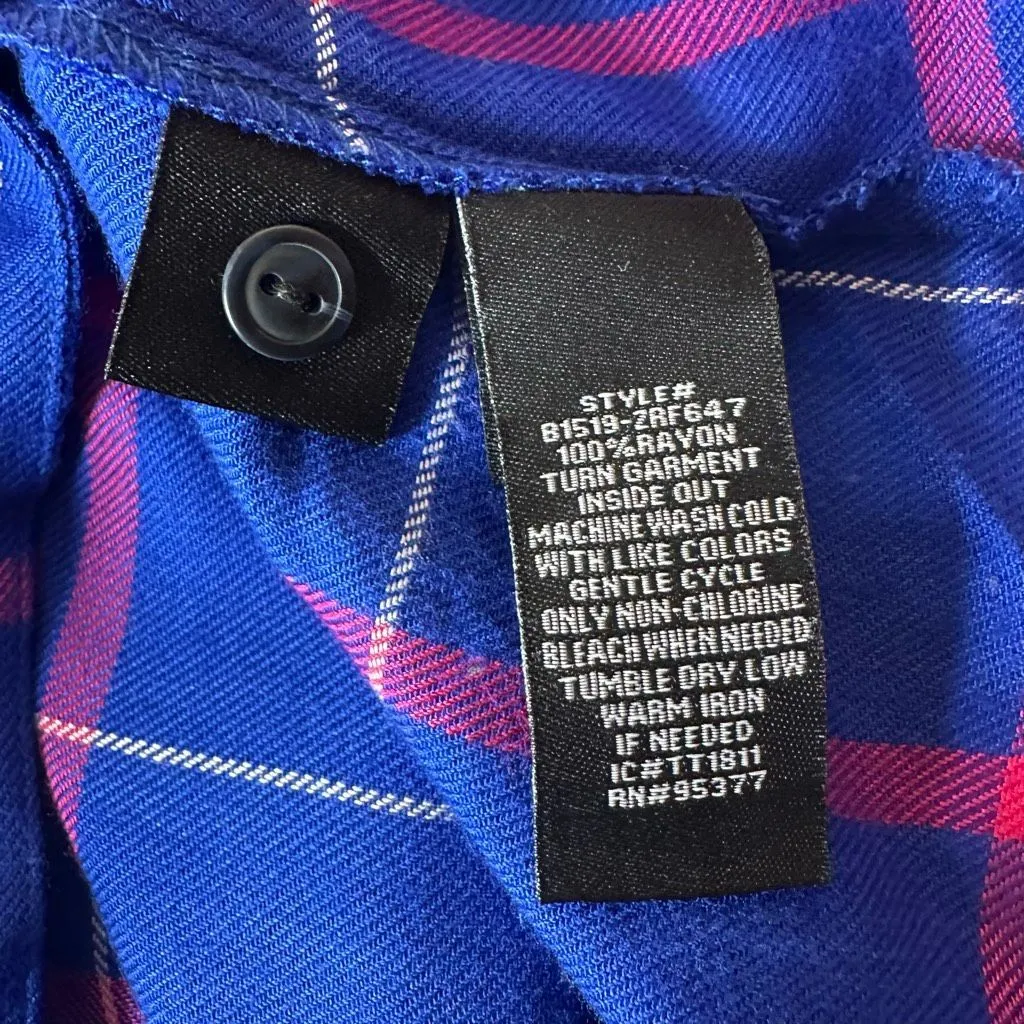 Sanctuary Haley Tie Front Button Down Flannel Shirt Size Small - Image 5