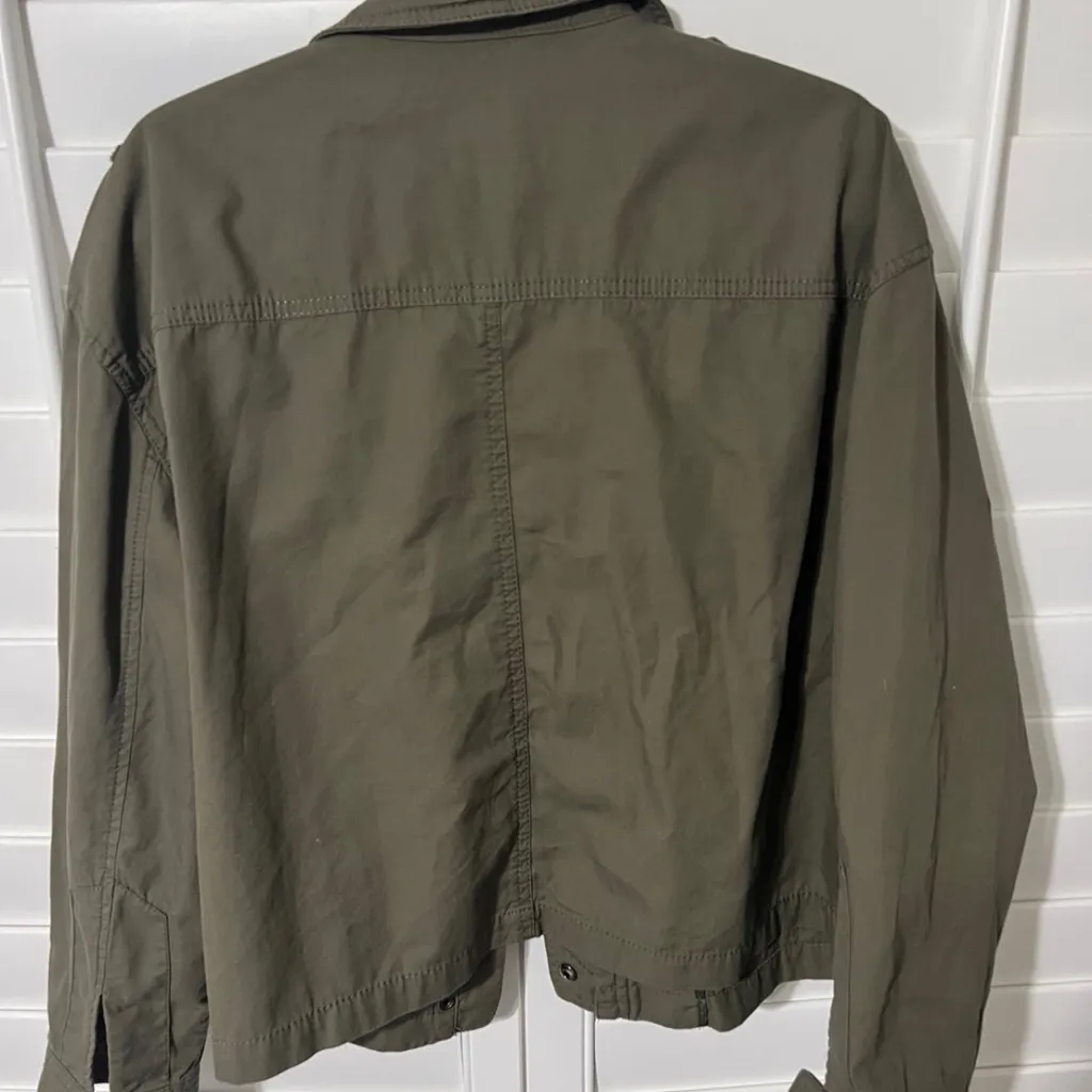 Banana Republic Women’s Khaki Military Jacket size Large petite - Image 2