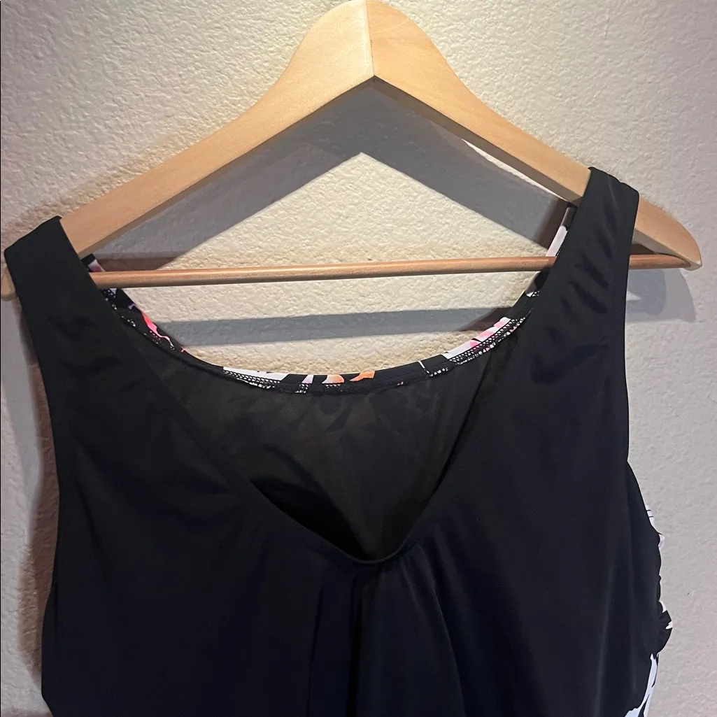 New Swimsuits For All Women’s One Piece High Neck Swimsuit Black Floral Size 20 - Image 8