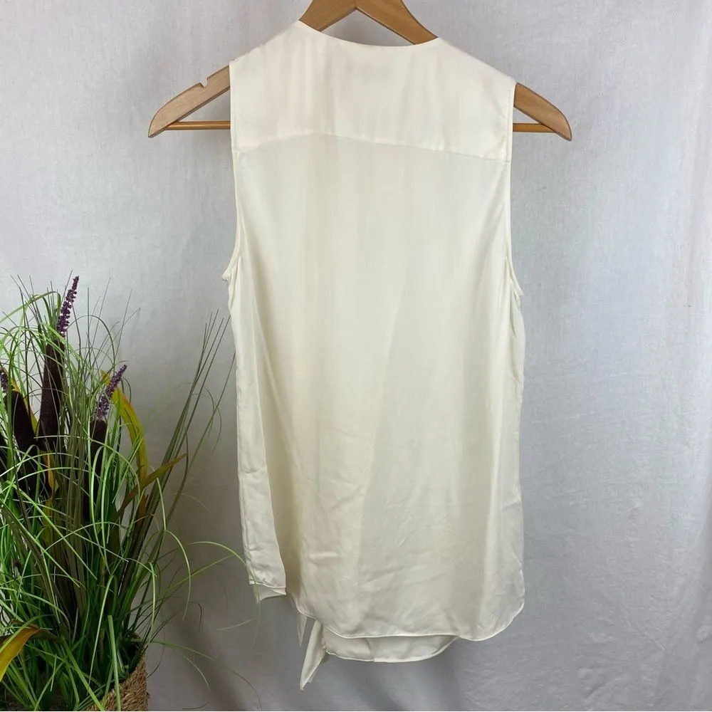 Theory  100% Silk Ruffle Front Sleeveless Blouse Top M - Image 2