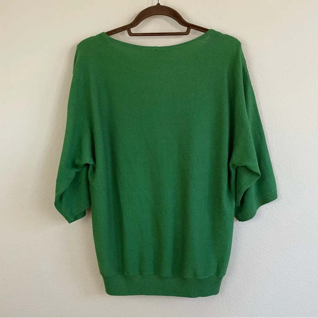 NWT Chico's Vibrant Green Embroidered Dolman Pullover Sweater Top Size 1/M - Image 6