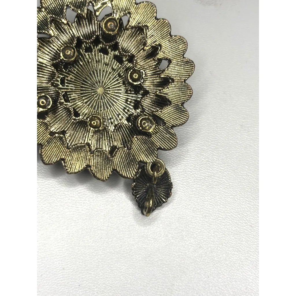 Vintage Blue Rhinestone peacock Flower Pendant - Image 7