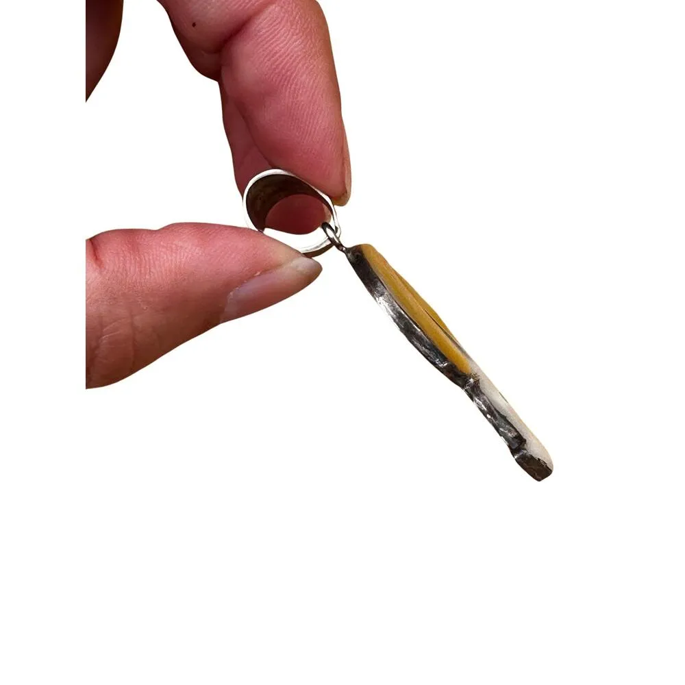 Sterling Silver Mother of Pearl Wolf Howling at Moon Pendant - Image 3