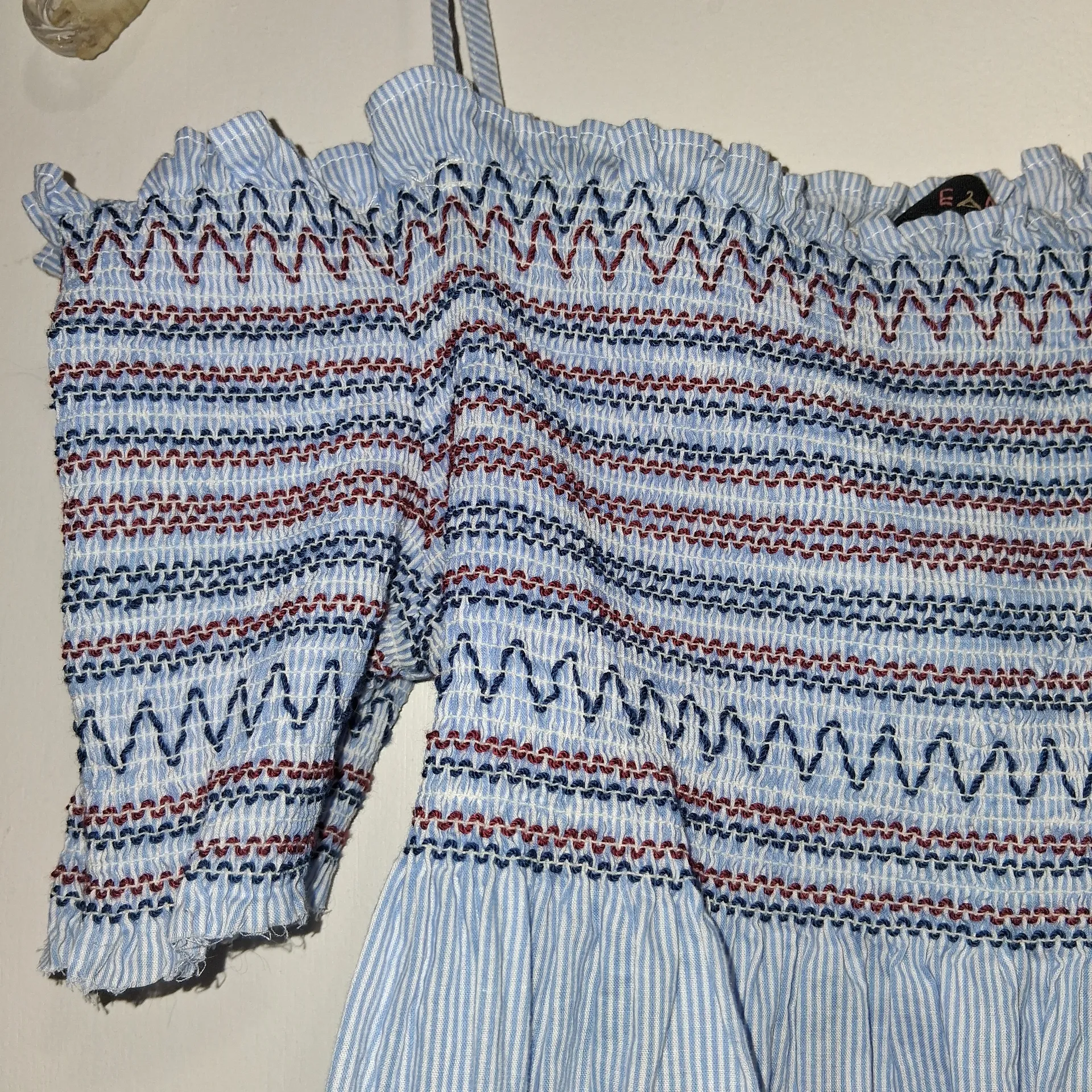 E&M Elegant Blue Off-Shoulder Women's Blouse - Image 2