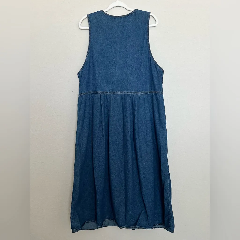 jane ashley denim dress Vtg Jane Ashley Denim Dress Medium Jumper Embroidered with Straps & Side  Pockets
