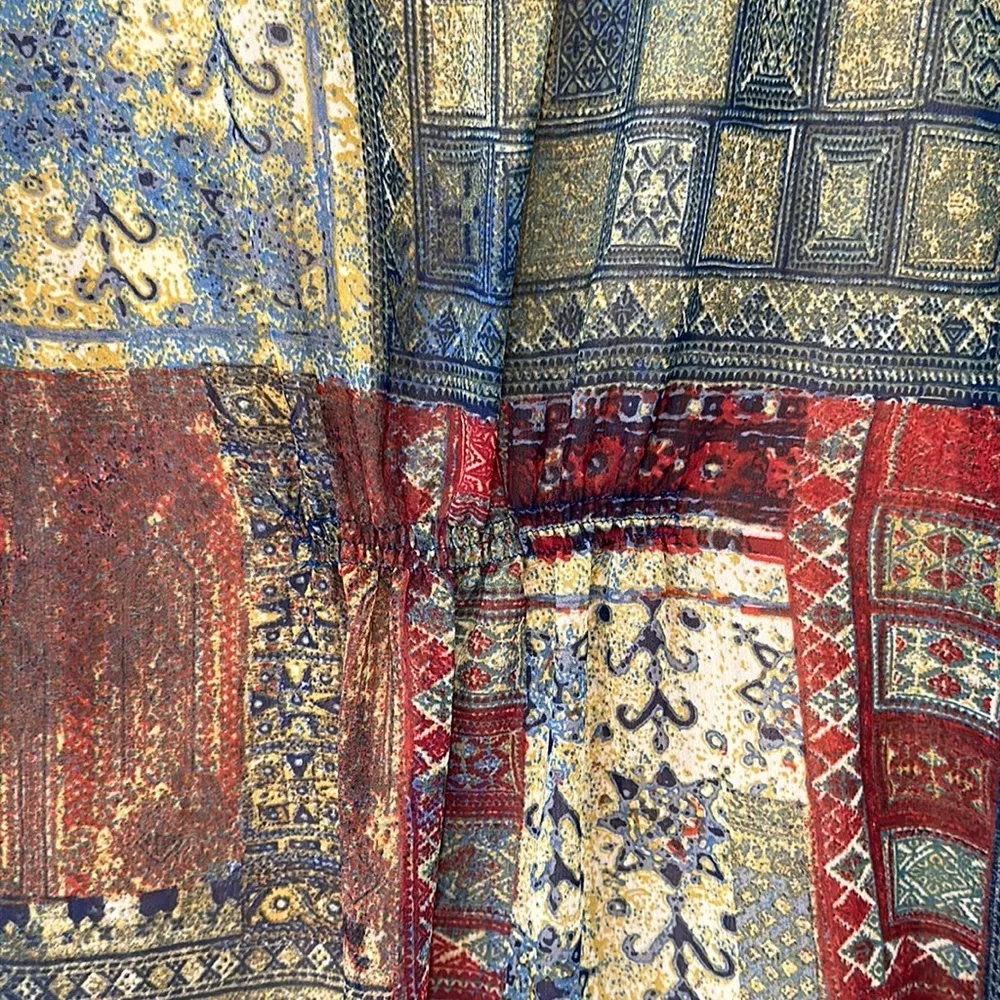 Miraclebody By Miraclesuit  Patchwork Boho Long Sleeve V-Neck Tunic Sz M - Image 6