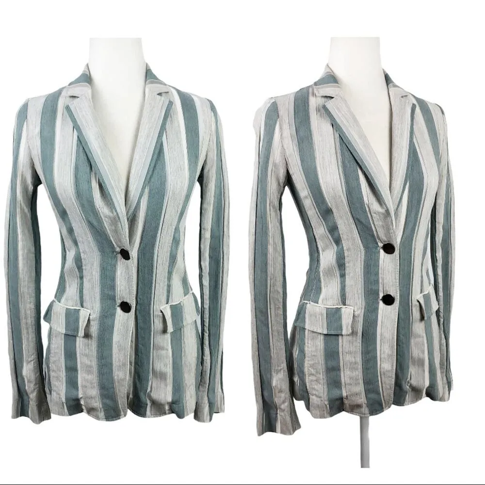 Lafayette 148 NY Vangie Vertical Striped Two Button Blazer Jacket Size 2 Job - Image 3