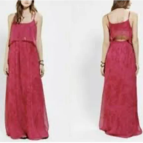 Urban Outfitters Staring At Stars Pink Chiffon Maxi Dress Size Medium - Image 2