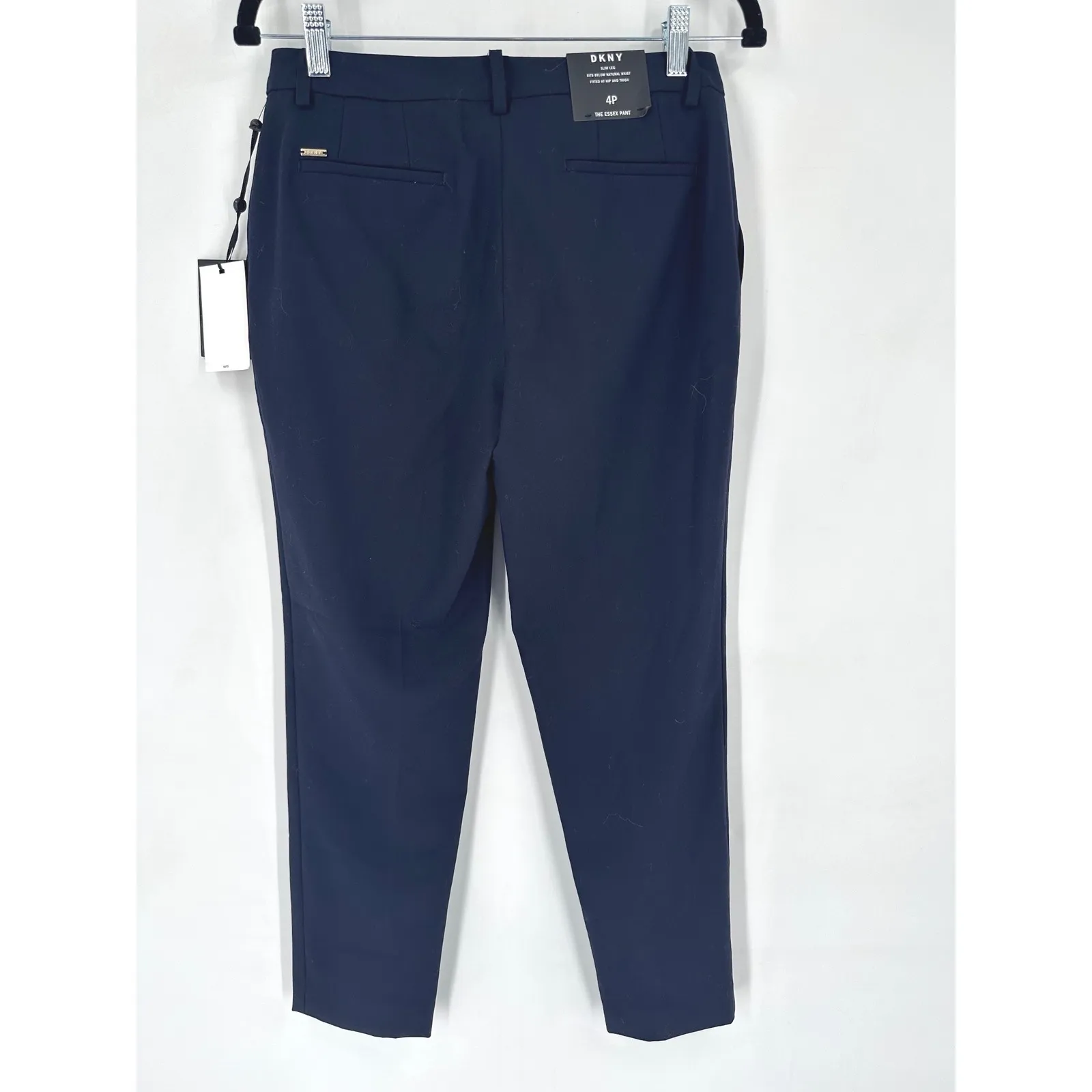 NWT DKNY The Essex Pants Slim Leg Navy Blue Size 4P Trousers Office Work - Image 7