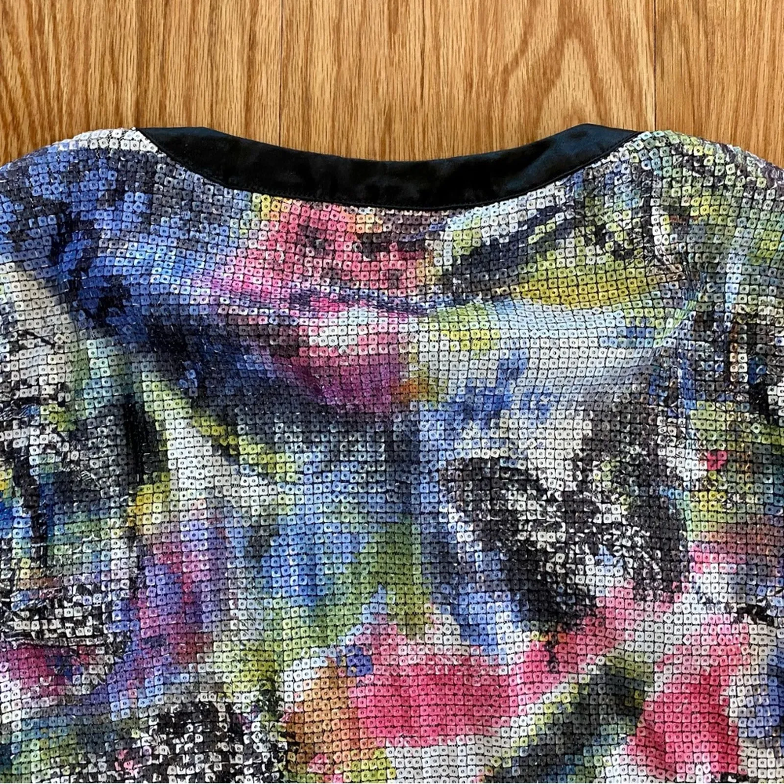 Michael Simon Multicolor Sequin Purple Bomber Jacket Shacket Womens 1X Plus - Image 11