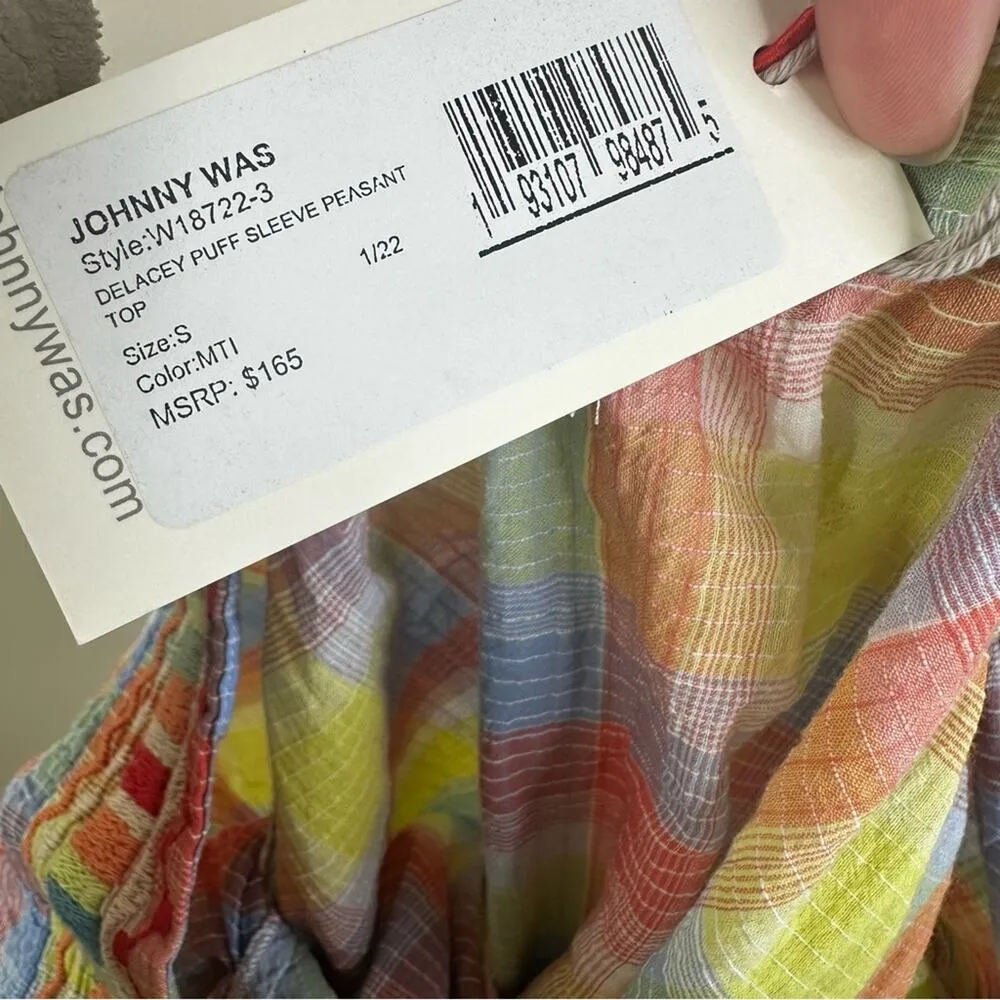 NEW Johnny Was Delacey Puff Sleeve Boho Embroidered Peasant Top Womens Small - Image 5