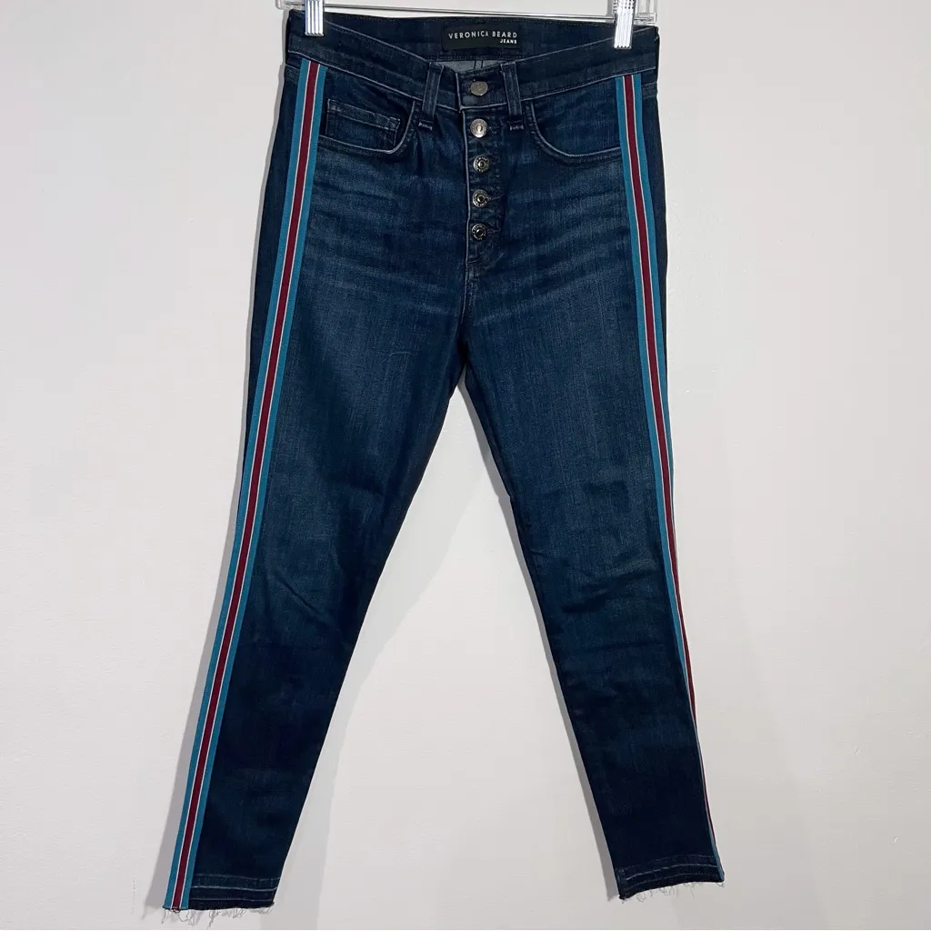 New Veronica‎ Beard Debbie 10" Skinny Midnight with Fray And Tux Size 26 - Image 3