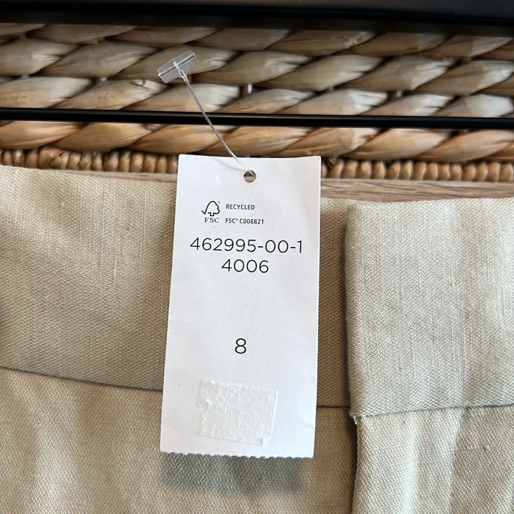 NWT Banana Republic Linen Cotton Jackson Fit Mid-Rise Tan Career Dress Pant, 8 - Image 4