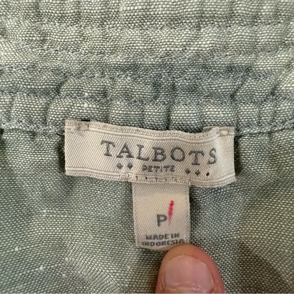 Talbots Sleeveless Linen Blend Coastal Tank Top Women’s Small Petite Sage Green - Image 4