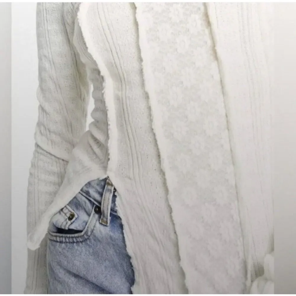 Free People Lula Gardenia Mock Neck Knit Top SMALL Ivory Long Sleeve $88 - Image 6