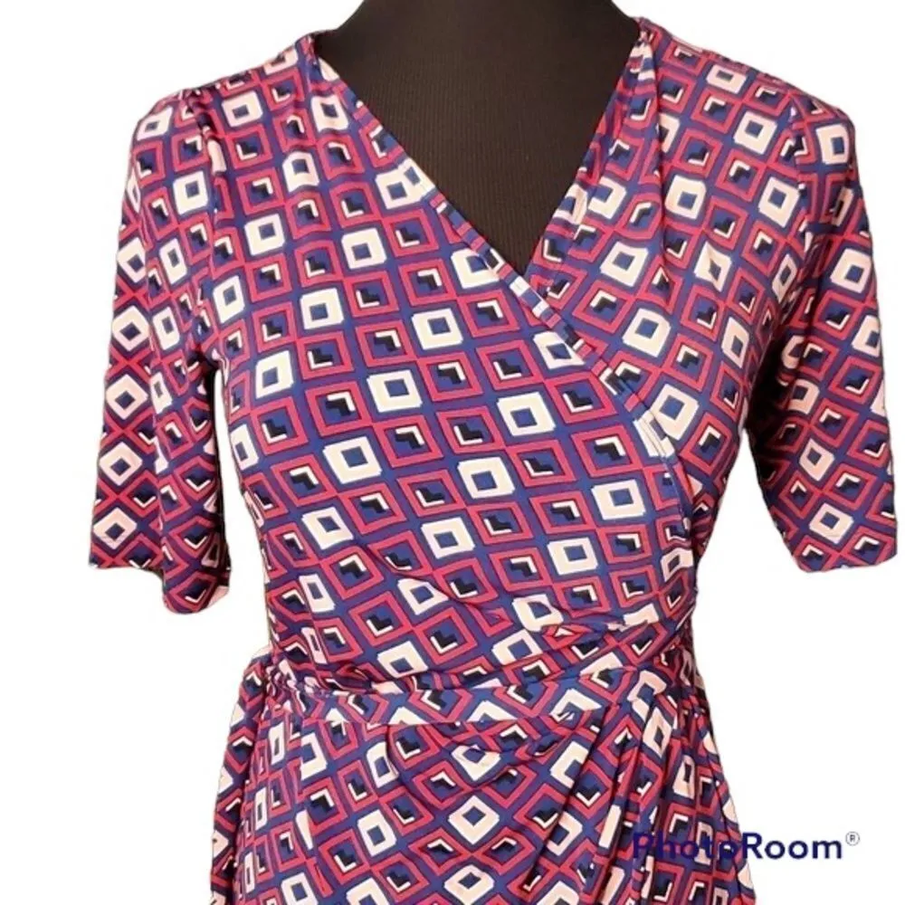 ✨5xHP✨Motherhood Maternity Waist Tie Surplice Wrap Dress Geometric Print✨ - Image 7