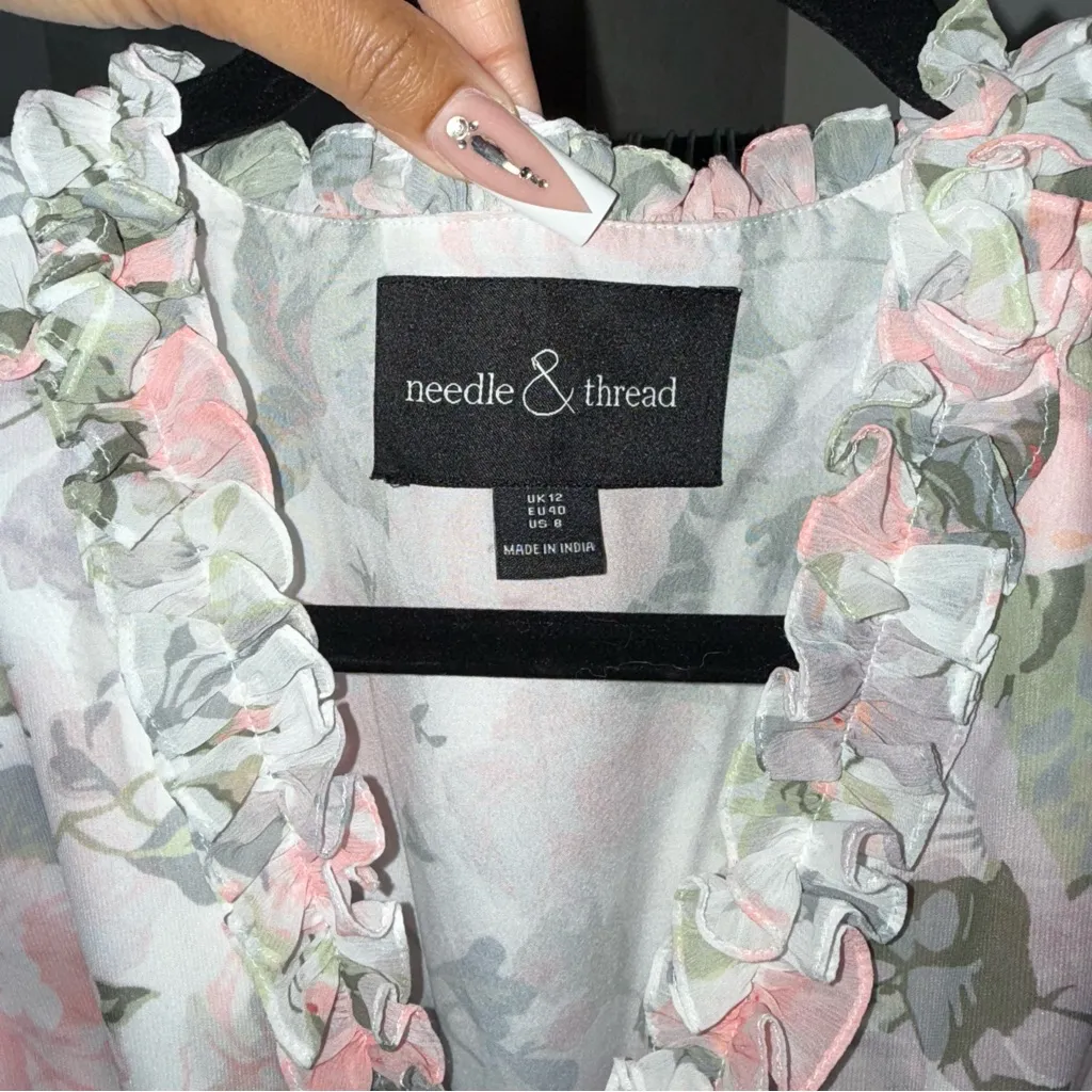 Needle & Thread Rose Powder Chiffon Tiered Romantic Whimsical Gown in Moonshine - Image 9