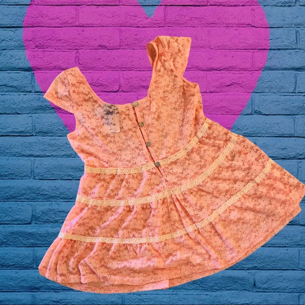 Lace Nylon Peach Top Cap Sleeve Womens S Shirt New Flirty Feminine - Image 7