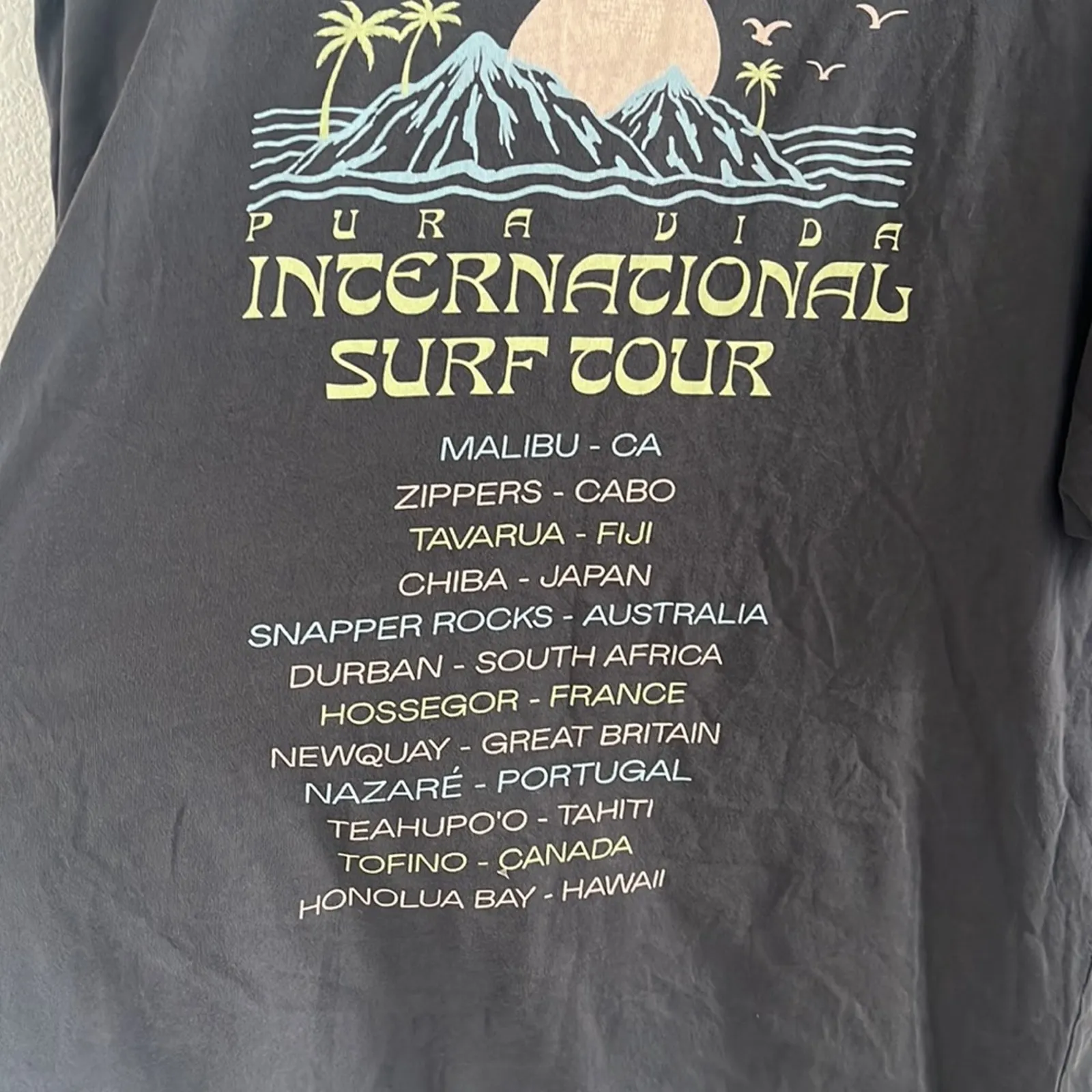 Pura Vida International Surf Tour Gray T-Shirt Graphic Tee XL - Image 5
