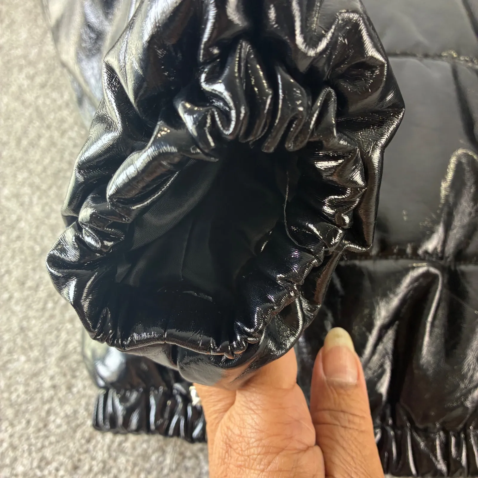 Wild‎ Fable Black Puffer Jacket Shiny Quilted Coat Womens Size L - Image 8