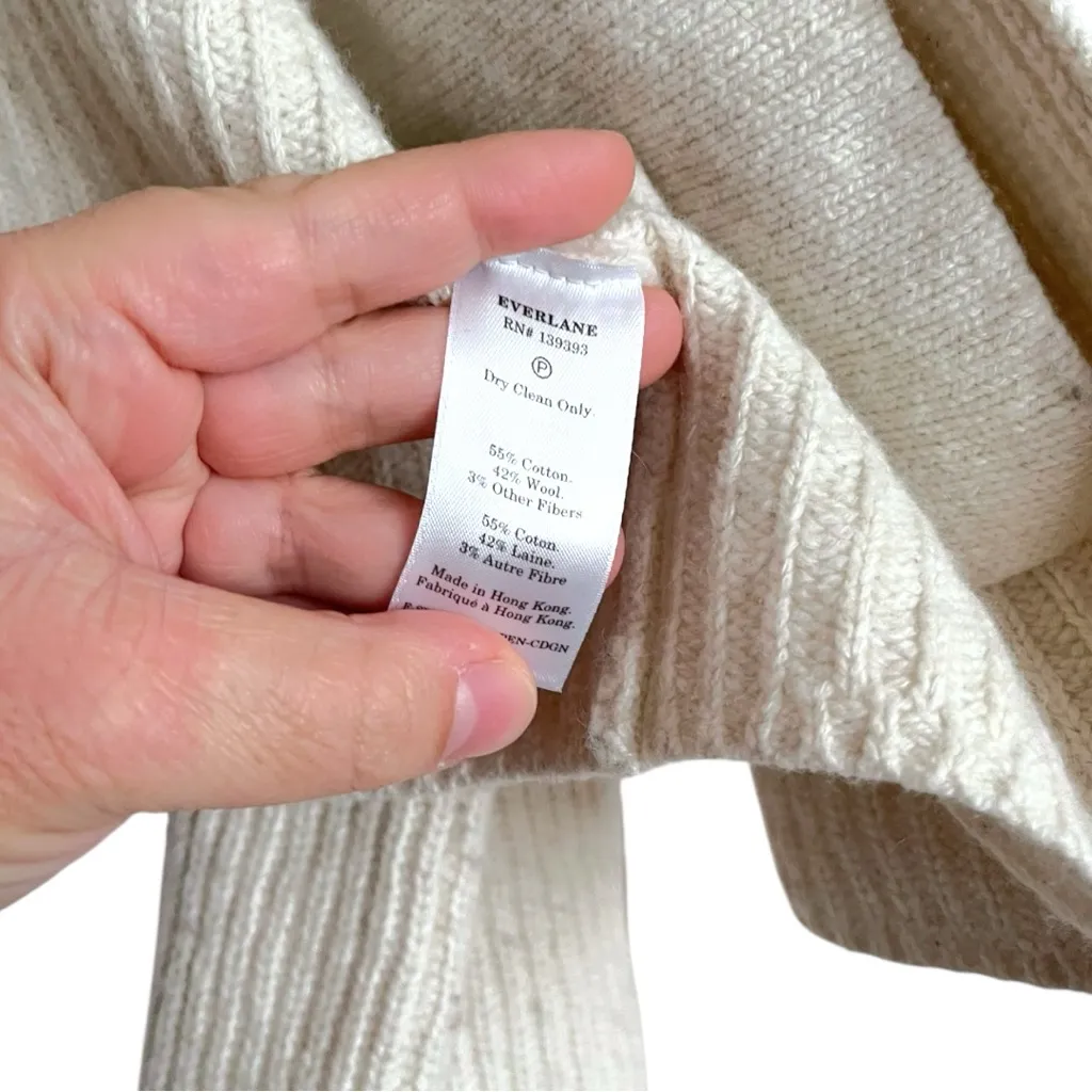 Everlane The Twisted Open Front Boxy Wool Blend Minimalist Cardigan Sweater - Image 10