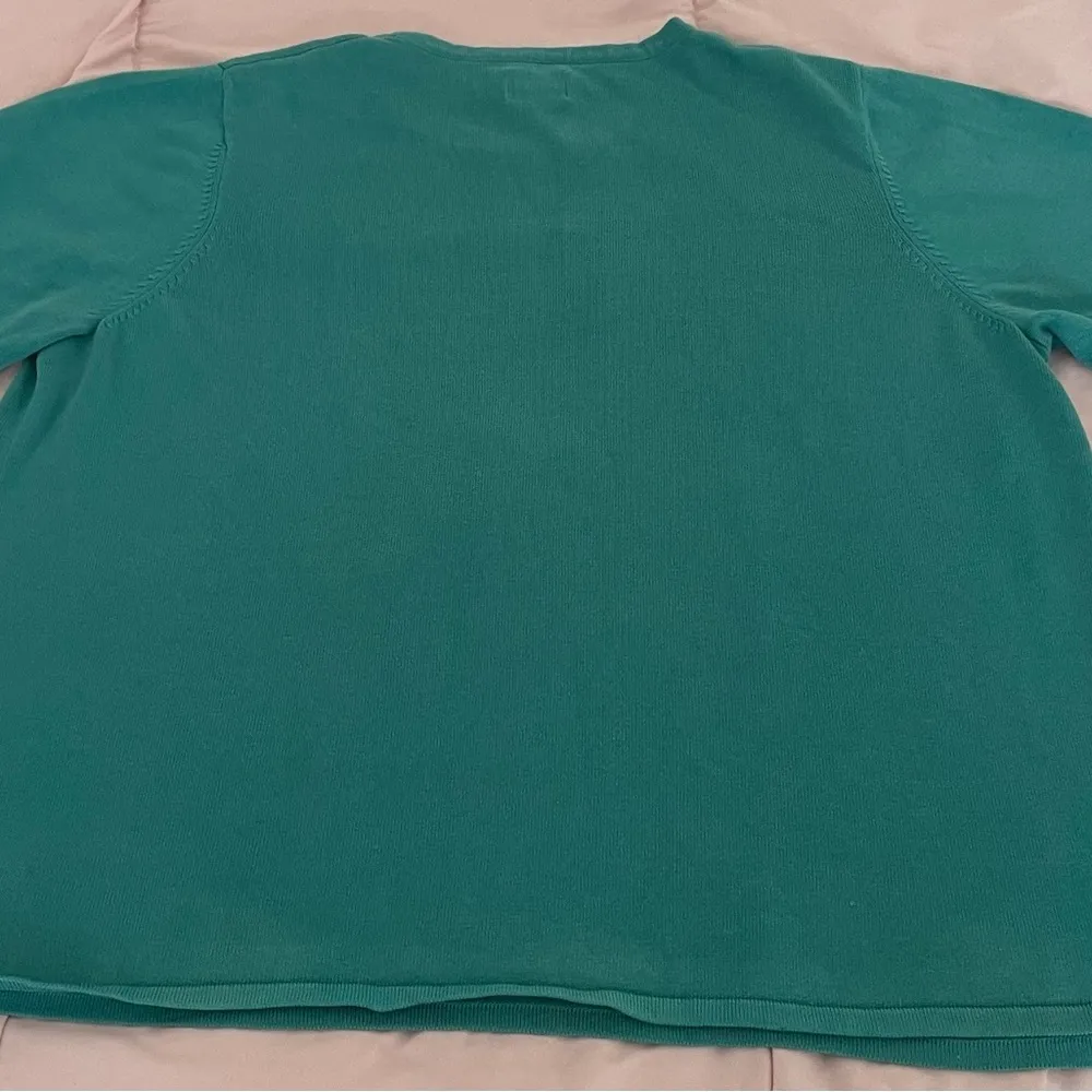 Liz Baker Woman teal Green acrylic cotton blend top, size 2X minimalist summer - Image 6