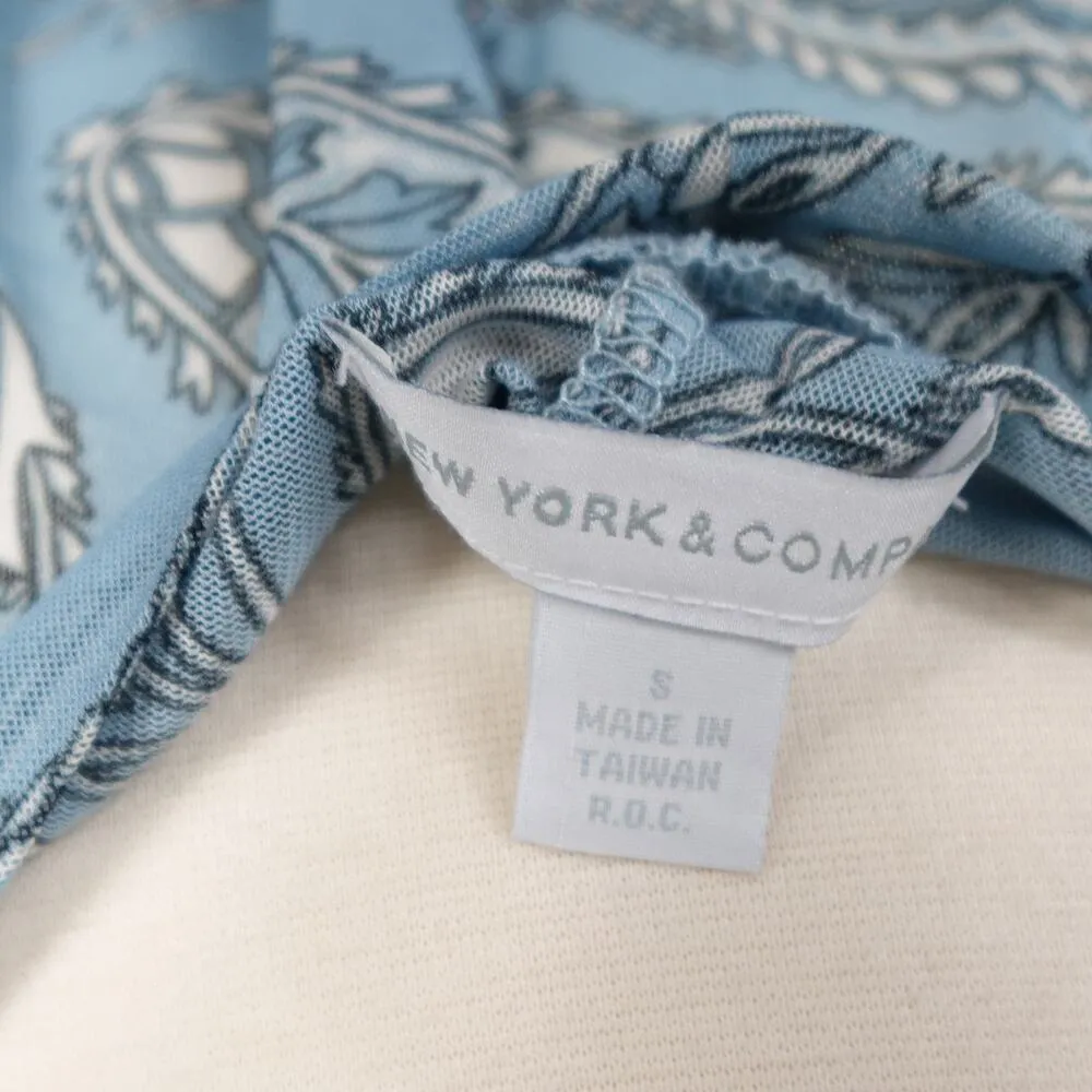 Vtg Y2K New York & Company Blue Paisley Sheer Cardigan Button Front Blouse - Image 6