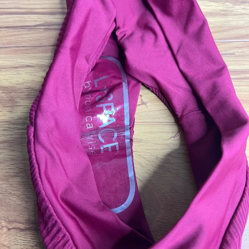 L*Space Pointelle Rib Court Bikini Swim Bottom Womens XS Cabernet‎ Burgandy NEW - Image 10