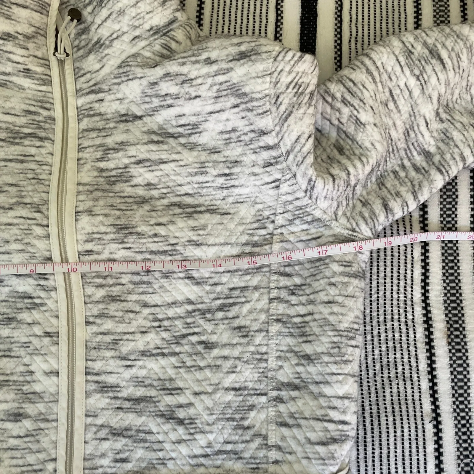 T by Talbots Quilted Jacket sz XS Gray Sherpa Collar Full Zip Preppy‎ Athleisure - Image 6