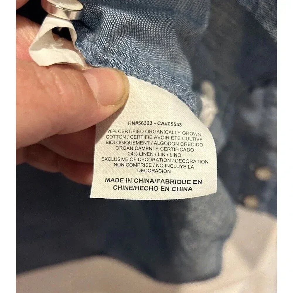 Nike‎ 6.0 Women's Size Large Blue Button Up Shirt Organic Cotton Linen Blend - Image 8