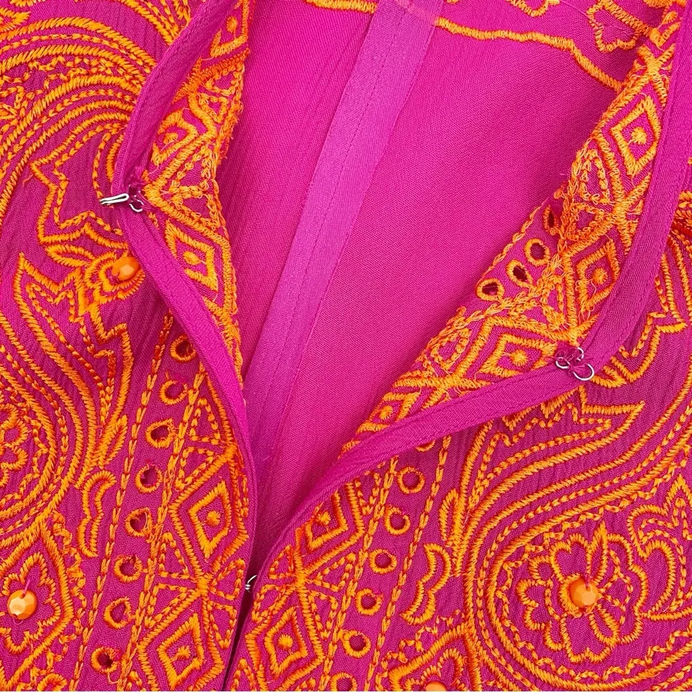 Soft Surroundings Catalpa Topper Embroidered Tunic Kimono Shawl Kaftan Beaded - Image 10