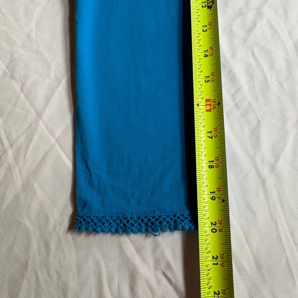 Soft Surroundings Vibrant Teal v-neck top with crochet or loop trim details M - Image 8