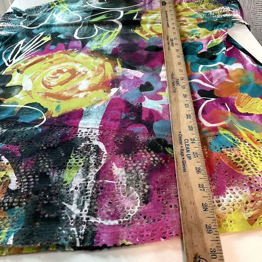 Jess and Jane Womens contrasting Color Knitted Mesh Tunic Top Multi Size Large Yellow - Image 7