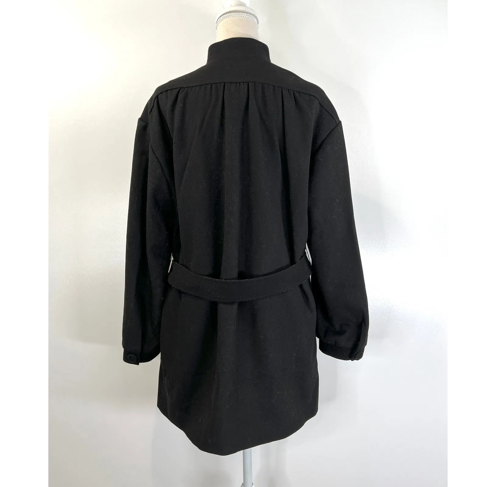 Something Navy Noelle Coat Black Wool Mid Length Belted - Image 7