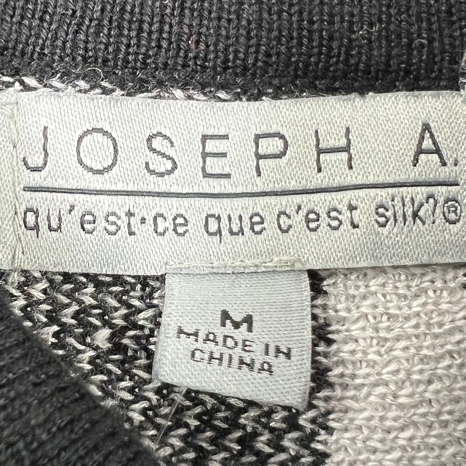 Joseph A. Poncho Sweater M Cowl Neck Striped Ruffles Knit Sleeveless Black Gray - Image 2