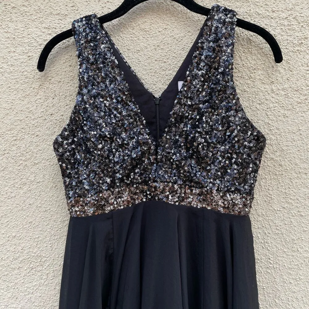 Dress The Population Black Silver Sequin Party Dress XS - Image 2